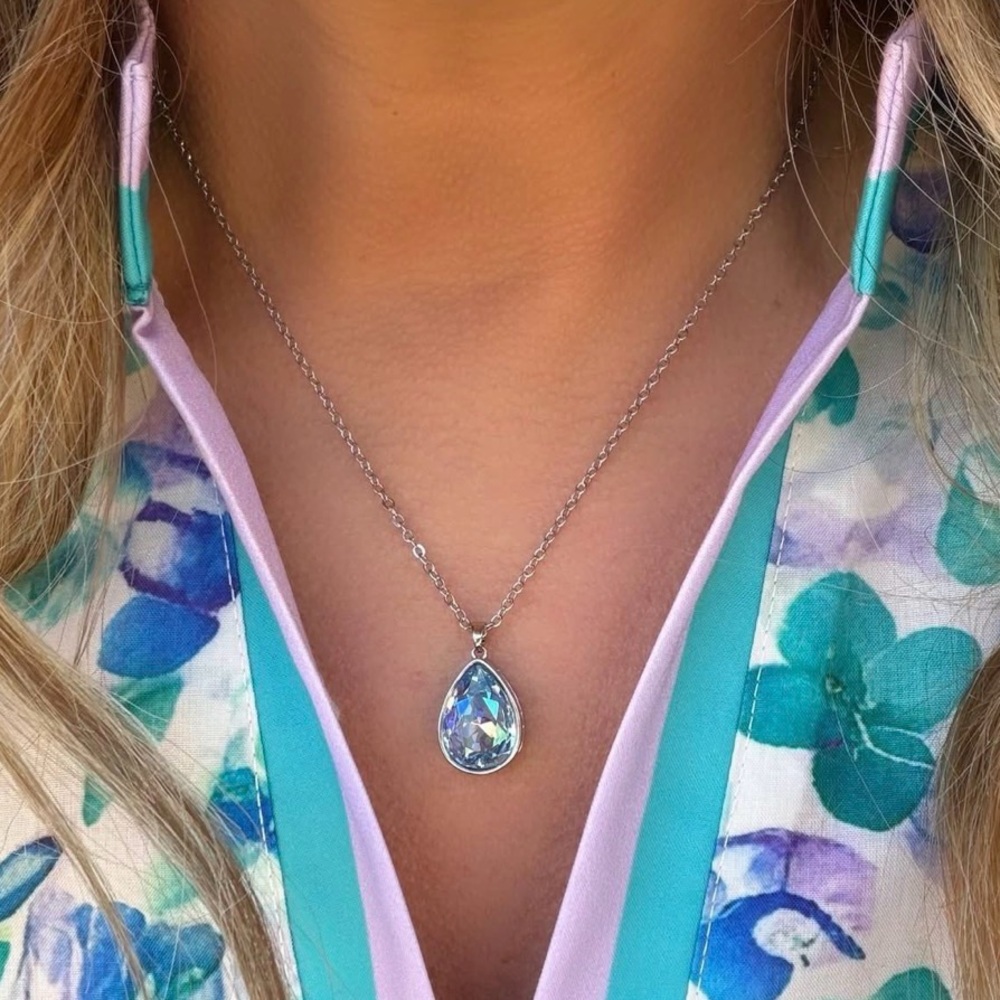 Park Lane Snowfall Silver Necklace with Blue Pendant